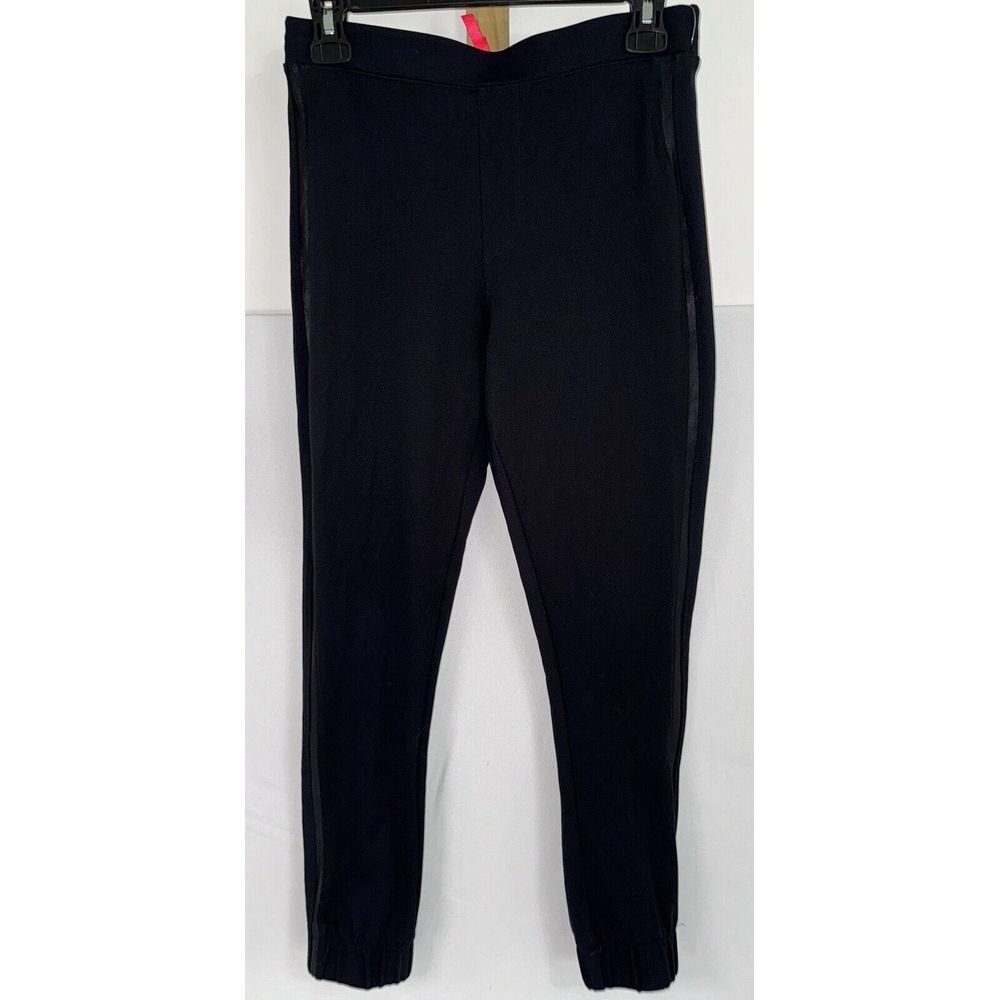 Spanx Womens M Black Track Legging Jogger Pants Crop Stretch Double Racing Strip - Picture 4 of 6